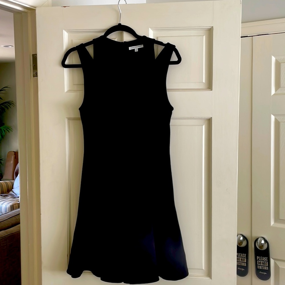REBECCA MINKOFF BLACK FIT AND FLARE DRESS.